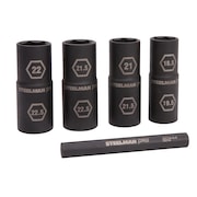 STEELMAN 5-Piece 1/2" Drive 6-Point Thin Wall Impact Flip Socket and Knockout Bar Set with Half Sizes 60443